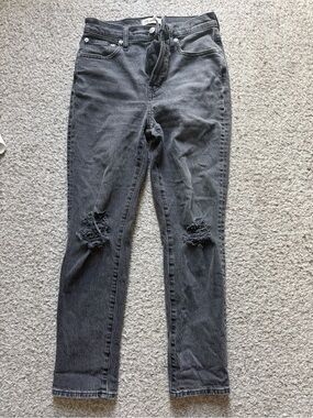 Madewell Black Straight-Leg Distressed Jeans